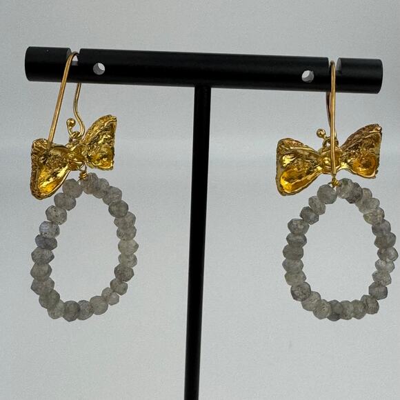 New Willow House Jewelry by Sara Blaine Chloe Bow Beaded Dangle Earrings - Picture 6 of 6